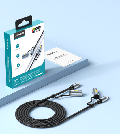 CHOETECH CC1001 Smart PD60W 4-in-1 USB C to C cable 1.2M