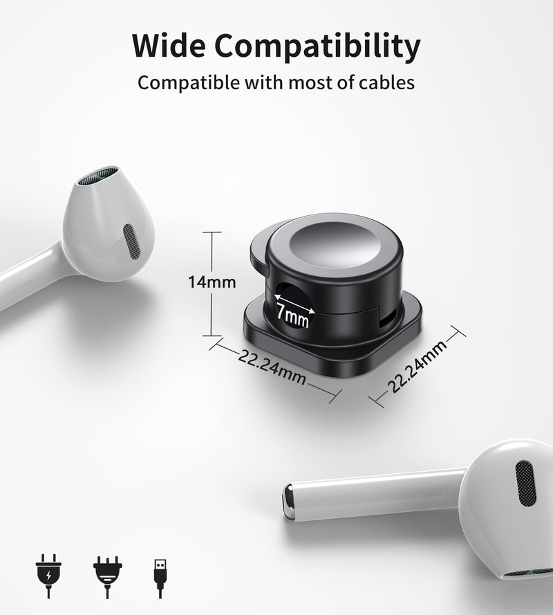 CHOETECH MCC001-BK 6 Pack Professional grade Magnetic Lock Cord Holder Clips Black