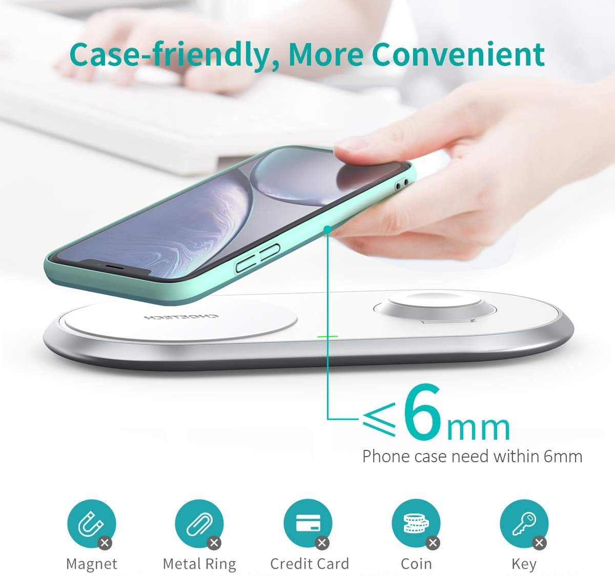 CHOETECH T317 2-in-1 Dual Wireless Charger Pad (MFI Certified)