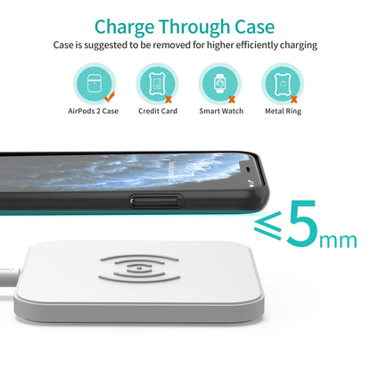 CHOETECH T511-S Qi Certified 10W/7.5W Fast Wireless Charger Pad (White)