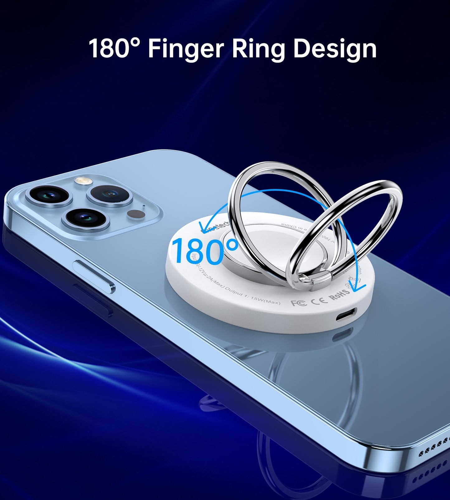 CHOETECH T603-F Ring Holder and Magnetic 15W Wireless Charger for Phone/airPod/iWatch