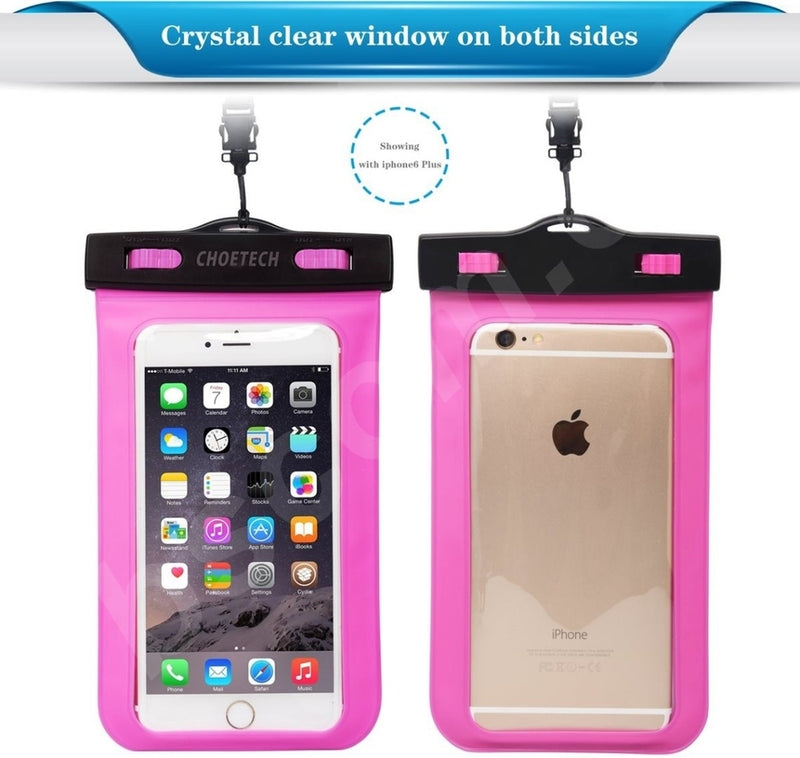 CHOETECH WPC007-PK Universal WaterProof Cell Phone Pouch bag up to 8-inch (Pink)