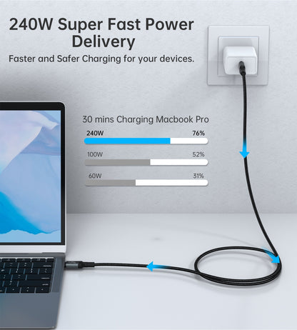 CHOETECH XCC-1040 USB-C M to M 240W Super Fast Speed Gen3 Cable 1.2M