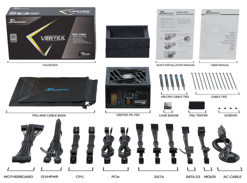 Seasonic VERTEX 750W (PX-750) Platinum Fully Modular PSU ATX 3.0