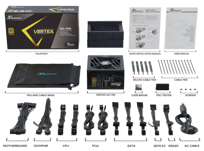 Seasonic VERTEX 750W (GX-750)  80 PLUS Gold Modular PSU ATX 3.0