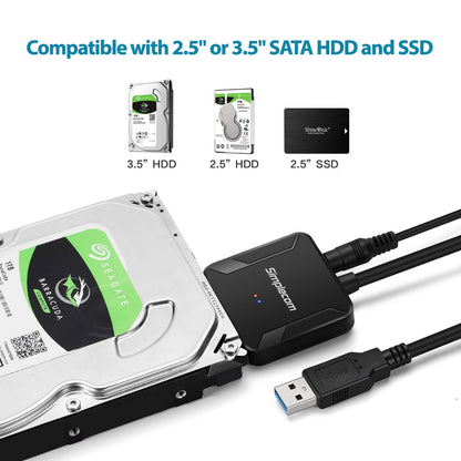 Simplecom SA236 USB 3.0 to SATA Adapter Cable Converter with Power Supply for 2.5" & 3.5" HDD SSD