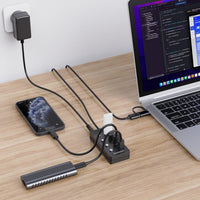 Simplecom CH345C SuperSpeed USB-A and USB-C to 4-Port USB 3.0 Hub 5Gbps Individual Switches and Power Adapter