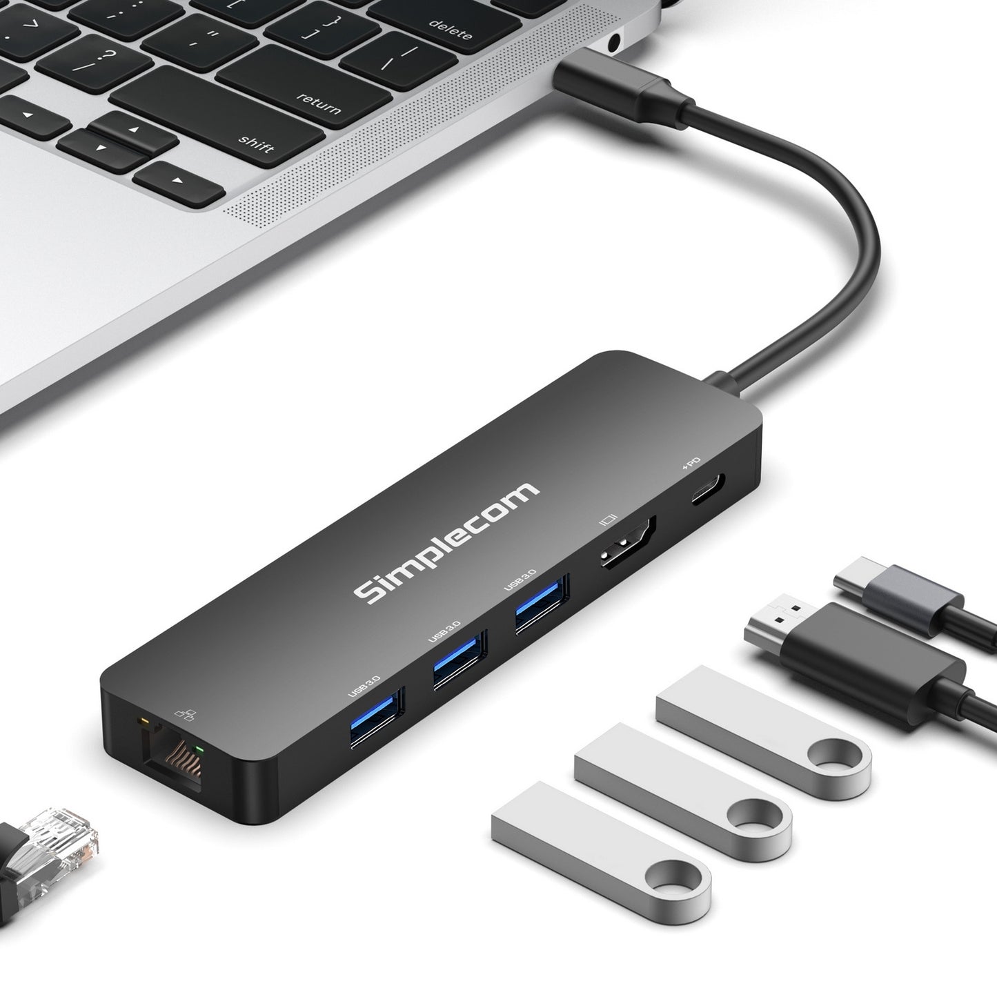 Simplecom CHT560 USB-C SuperSpeed 6-in-1 Multiport Docking Station HDMI 2.0