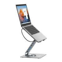 Simplecom CHT660 Adjustable Aluminium Laptop Stand with 6-Port USB-C Docking Station Dual 4K HDMI Display