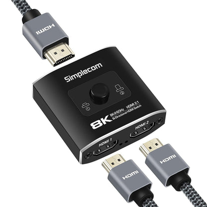 Simplecom CM302v2 Bi-Directional 2 Way HDMI 2.1 Switch Selector 8K@60Hz