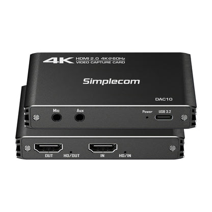 Simplecom DAC10 HDMI 2.0 to USB 4K@60hz Video Capture Card Stream and Record in 4K 60FPS