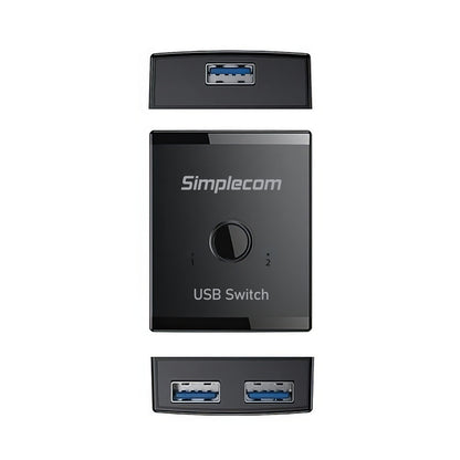 Simplecom KM125 Bi-Directional 2-Way USB 3.0 Switch 1 In 2 Out (2 In 1 Out) 5Gbps