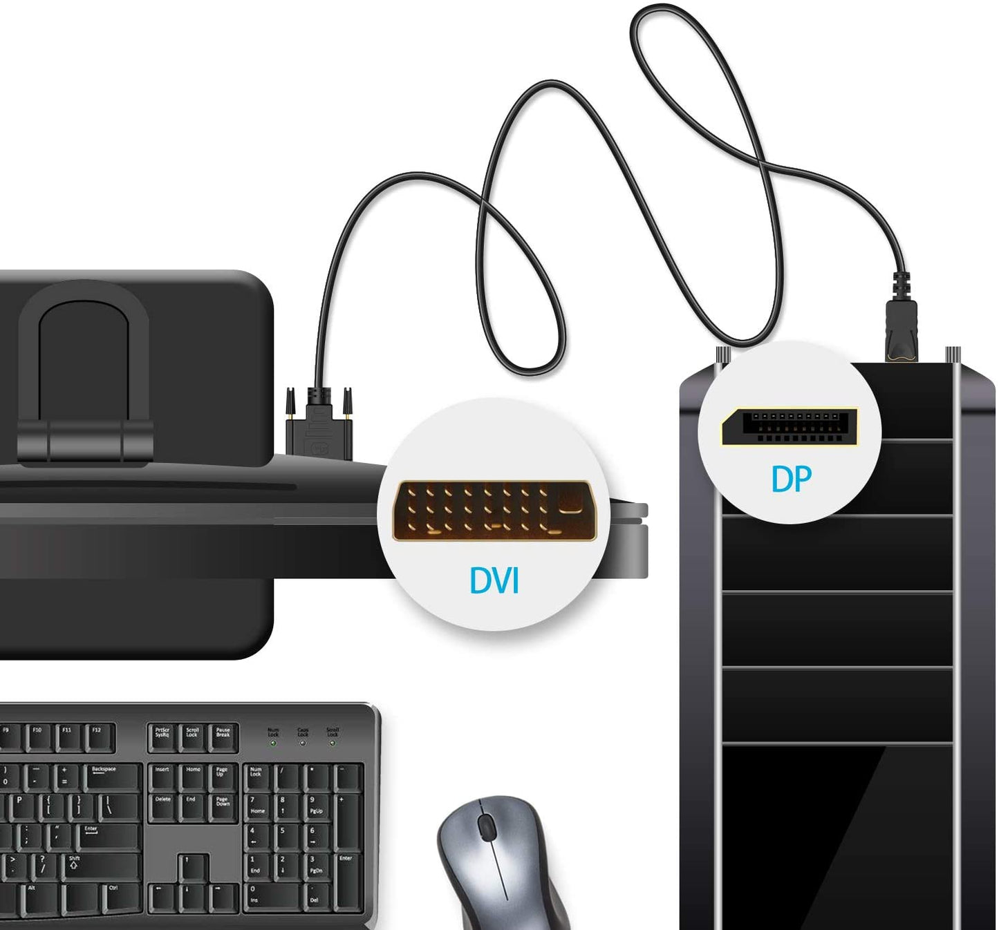 6ft 1.8M Display Port DP To Dual Link DVI-D 24+1 Pin Male Gold Connection Cable