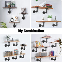 4PCS Pipe Floating Shelf Bracket Industrial Pipe Shelf Bracket Mounting Bracket Storage Racks Decor