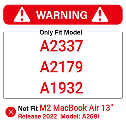 MacBook Air 13 Inch Case 2020 2019 2018, A1932, A2179,A2337 Shell Case Keyboard Cover Black