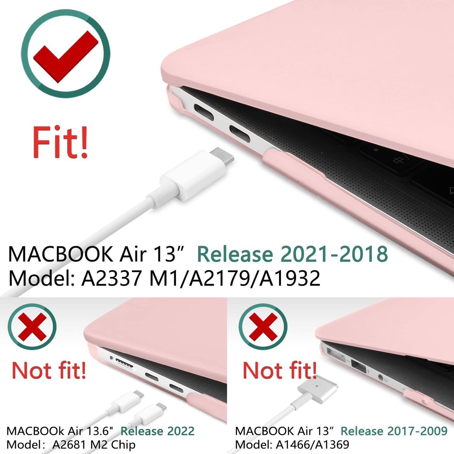 Suitable for  MacBook Air 13 Inch Case 2022 2021 2020 2019 2018, A1932, A2179, A2337 Shell Case Keyboard Cover