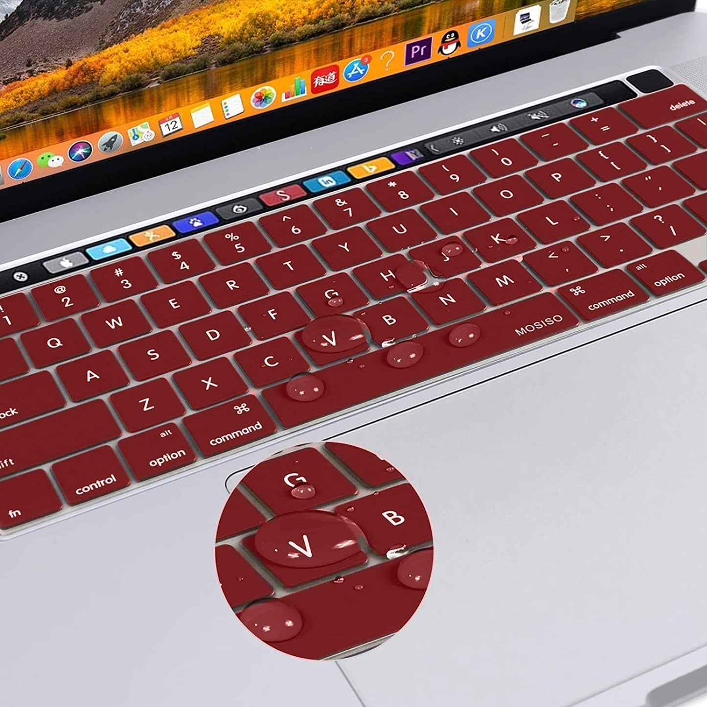 Keyboard Cover Skin For MacBook Pro 13 Pro 16 A2338 A2289 A2251 A2141 M1 M2 2020 to 2023 Wine Red