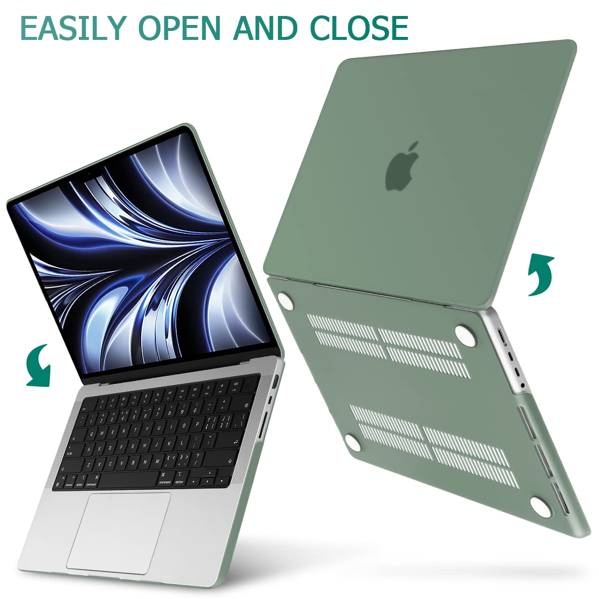 Suitable for  MacBook Pro 14 Max Inch Case 2023 2022 2021 M2 A2779 M1 A2442 Hardshell Case Keyboard Cover Midnight Green