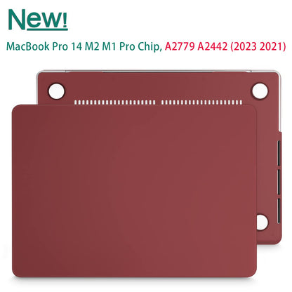 Suitable for  MacBook Pro 14 Max Inch Case 2023 2022 2021 M2 A2779 M1 A2442 Hardshell Case Keyboard Cover Wine Red