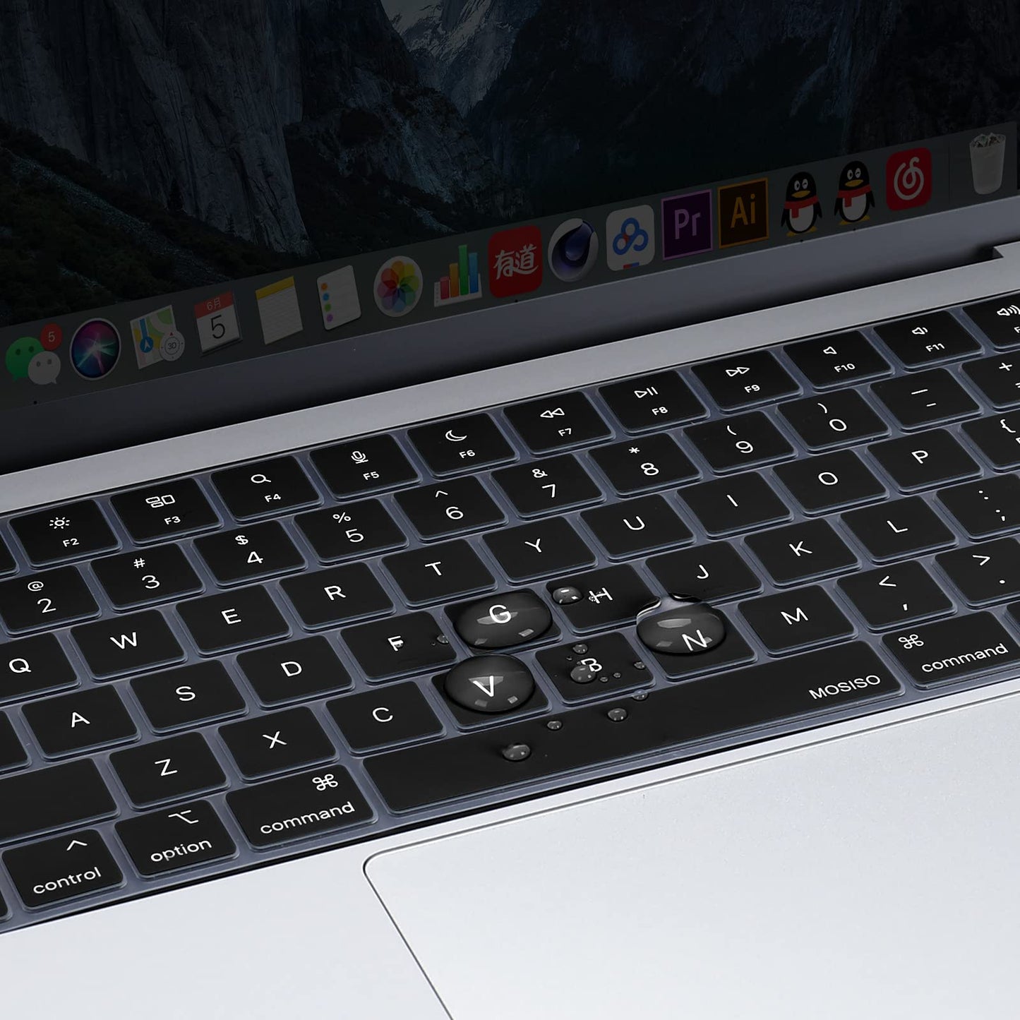 Keyboard Cover Skin For MacBook Air Pro 13 13.6 14 15.3 16 A2442 A2779 A2485 A2780 A2681 A2941 M1 M2 2021 to 2023 Black