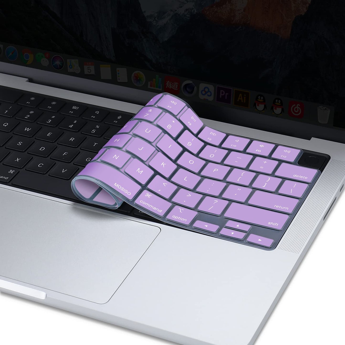 Keyboard Cover Skin For MacBook Air Pro 13 13.6 14 15.3 16 A2442 A2779 A2485 A2780 A2681 A2941 M1 M2 2021 to 2023 purple