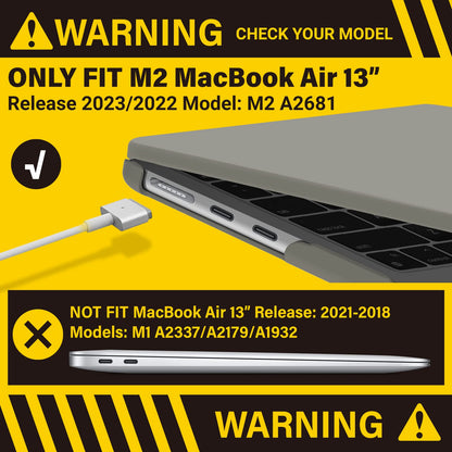 Suitable for  2023 2022 MacBook Air 13 inch case M2 Model A2681 Hard Shell Case Keyboard Cover Grey