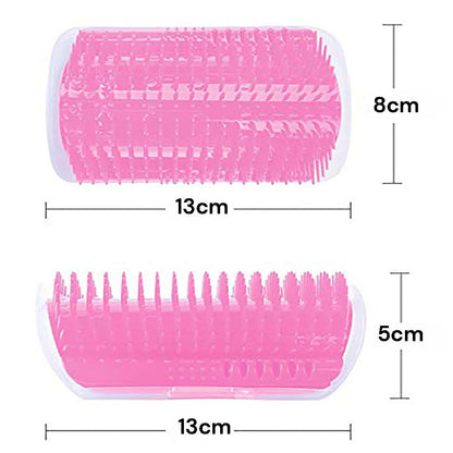 Cat Self Groomer Catnip  Dog Cat Toy Corner Groomer Wall Corner Scratcher Comb Grooming Massage Brush Pink