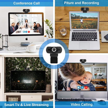 1080p HD Webcam USB Desktop Computer Laptop Camera Video Calling Built-in Mic