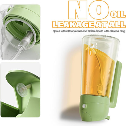 600ml 2 in 1 Glass Oil Sprayer Dispenser Kitchen Sprayz Cooking Baking Oil Bottle BBQ Spray Green