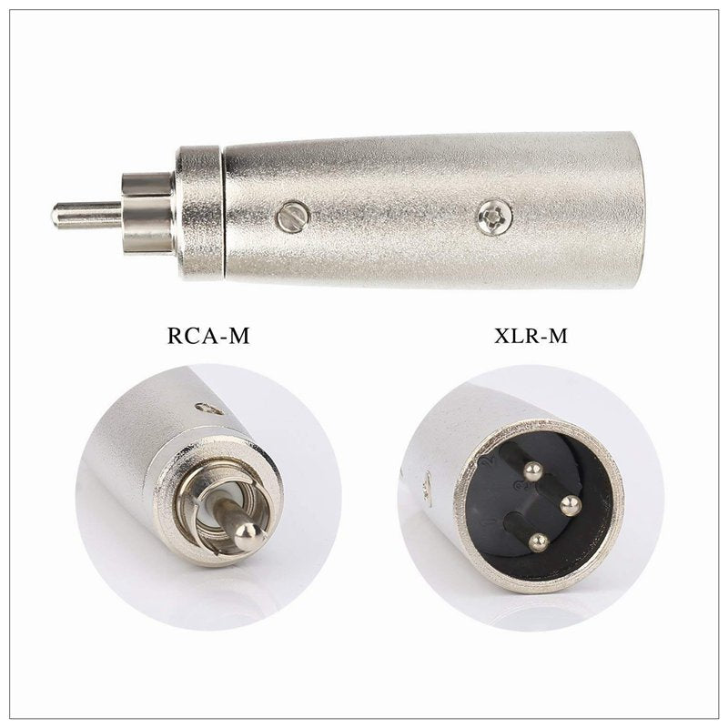 XLR 3-pin Male to RCA Male Mono Microphone Adapter Connector