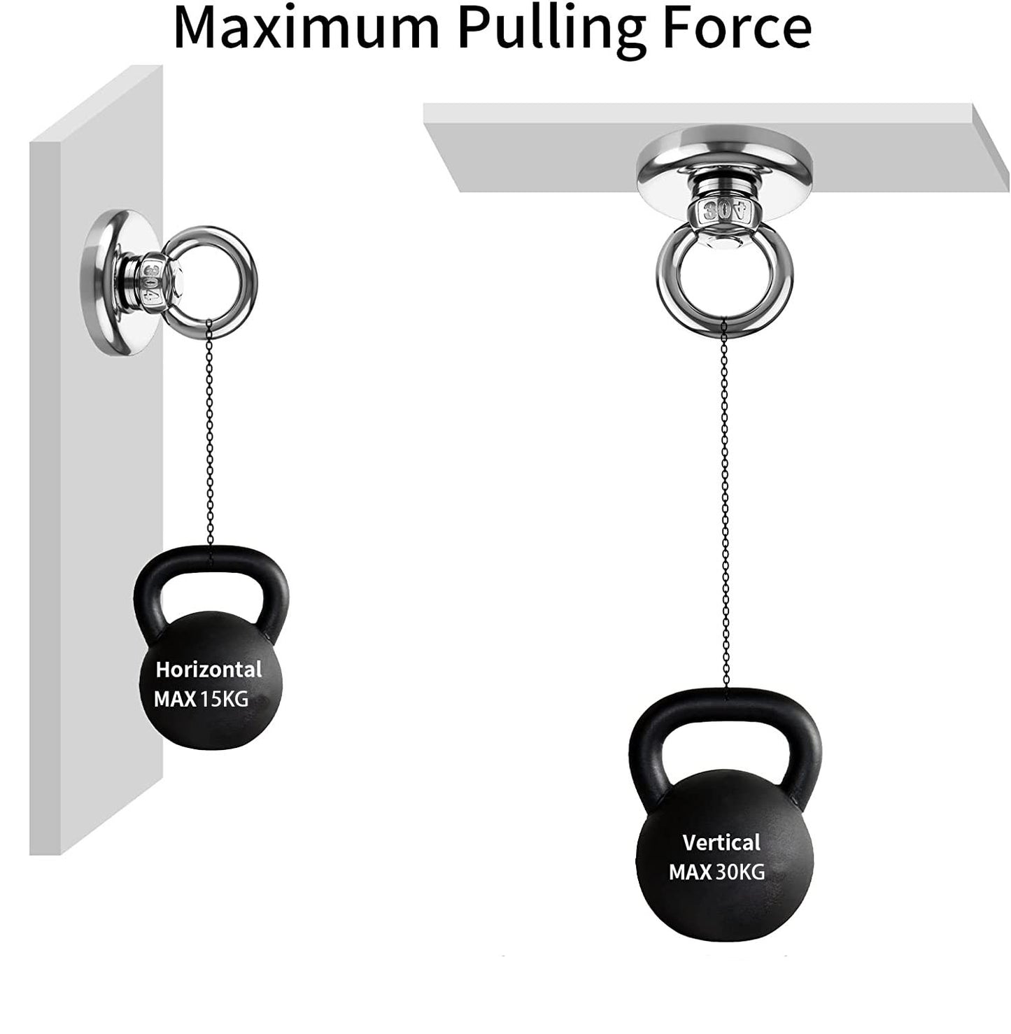 Heavy Duty Magnetic Hooks 30KG Countersunk Hole Eyebolt Kitchen, Office and Garage