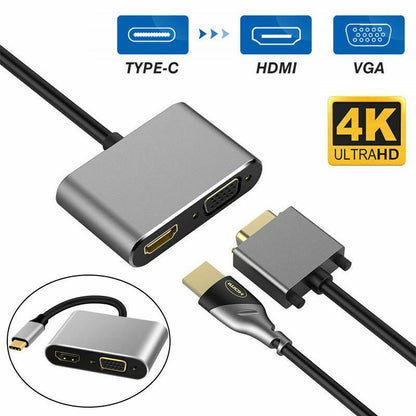 USB Type C to HDMI 4K VGA Adapter For Macbook Chromebook Pixel XPS 13 iPad Pro