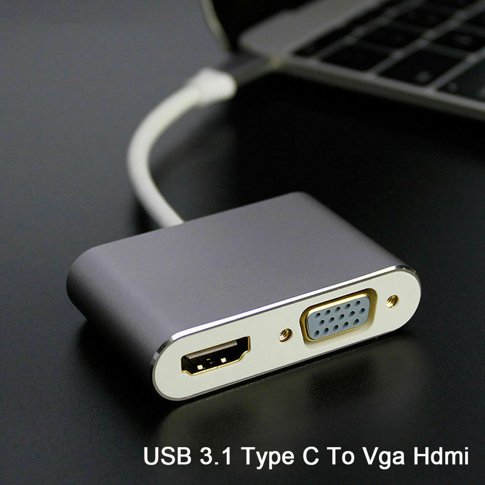 USB Type C to HDMI 4K VGA Adapter For Macbook Chromebook Pixel XPS 13 iPad Pro