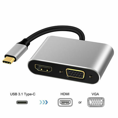 USB Type C to HDMI 4K VGA Adapter For Macbook Chromebook Pixel XPS 13 iPad Pro