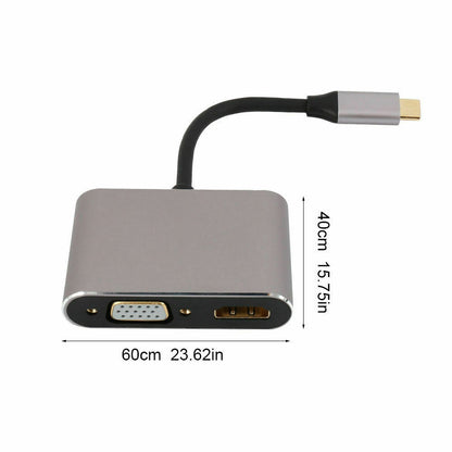 USB Type C to HDMI 4K VGA Adapter For Macbook Chromebook Pixel XPS 13 iPad Pro