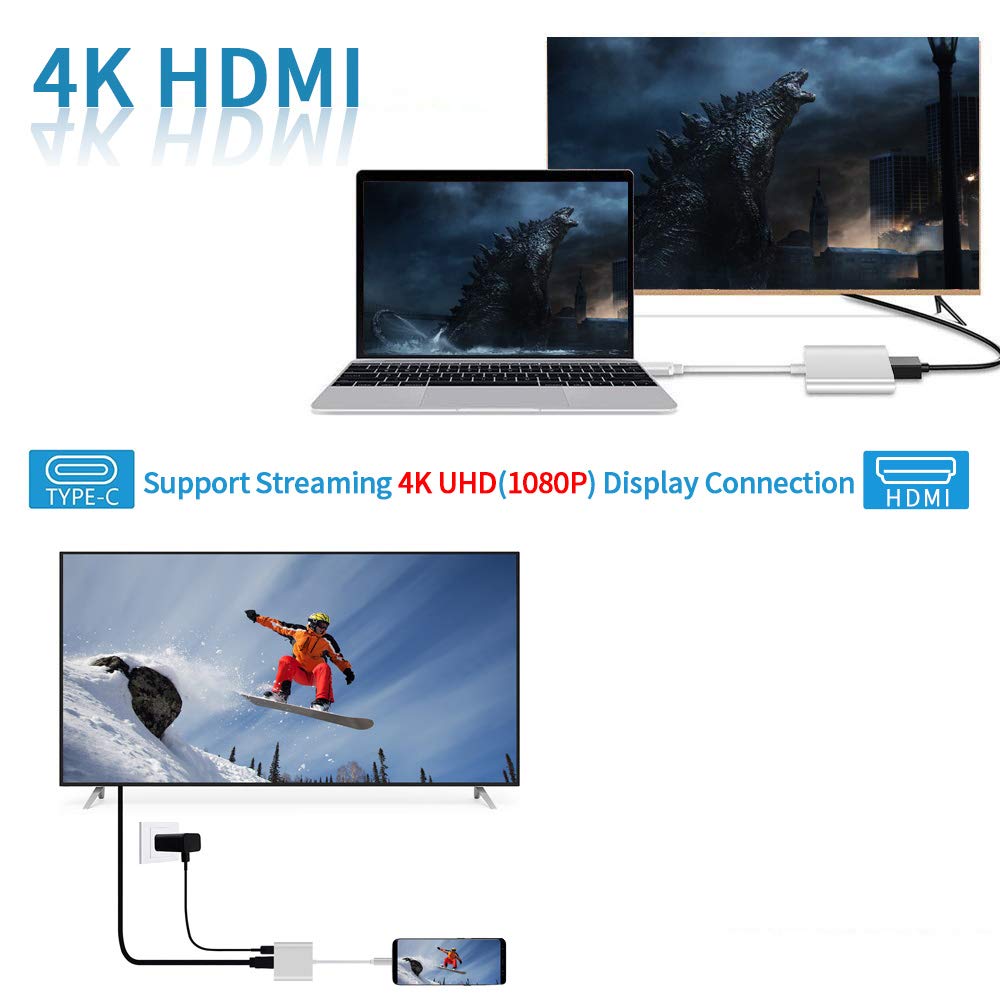 USB C to HDMI Adapter Type C AV Converter 4K HDMI USB 3.0 Port USB-C Female