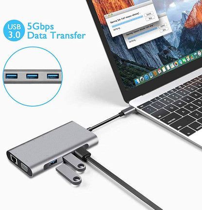 USB HUB C 10 in 1 Type C Adapter Dock 3 USB 3.0 Port 4K HDMI 1080P VGA RJ45 Ethernet