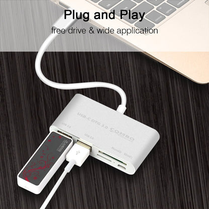 USB-C OTG Hub to USB 3.0 2.0+TF Card Reader Micro USB Power Charging Port