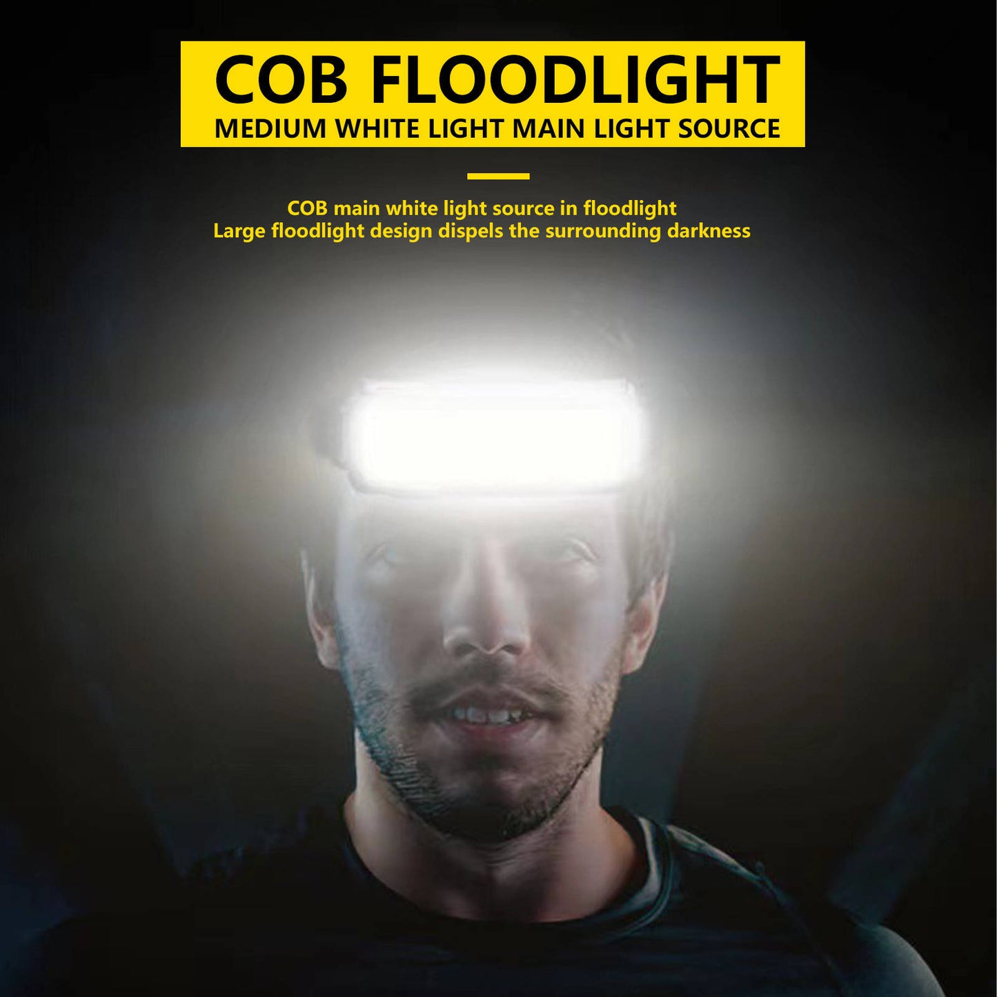 Mountgear Waterproof COB LED Motion Sensor Outdoor USB Rechargeable Headlamp Black