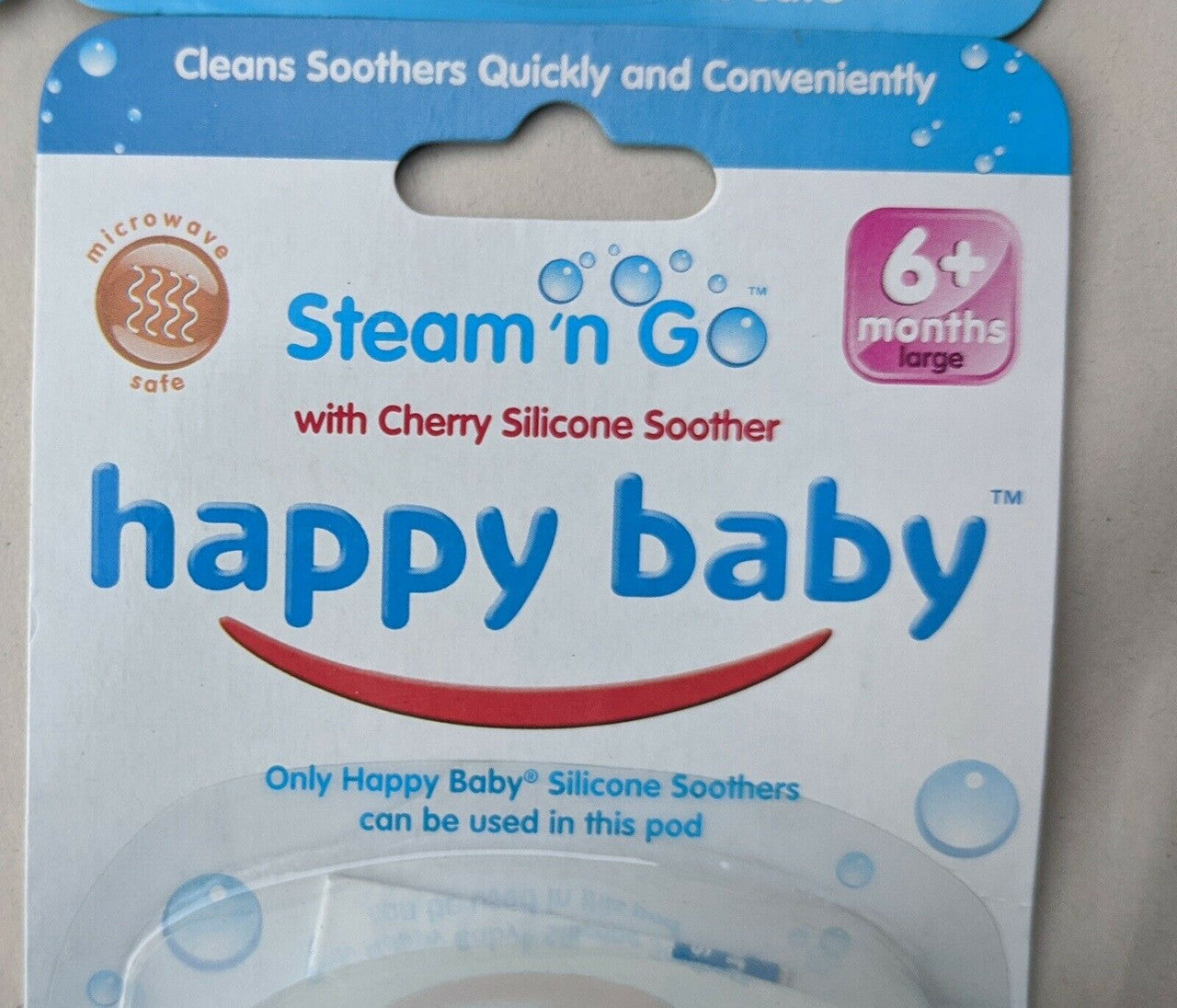 3 x 4 Pack (12) -  Happy Baby Steam n Go Cherry Silicone Soother