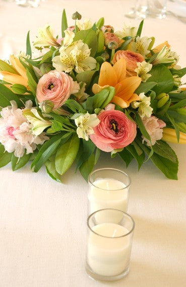 25 White Wax Clear Glass Holder Votive Candle - Wedding Event Centrepiece Table Decoration