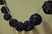 1 Set of Black 5cm Rattan Cane 20 Ball Battery Powered 3m String Lights Christmas Gift Home Wedding Party Bedroom Decoration Table Centrepiece