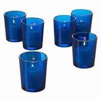 20 Pack Blue Glass Votive Tealight Candle Holders House Party Centerpiece Xmas Wedding Decor Glass Candlestick Party Decorations Bridal Baby Shower Event