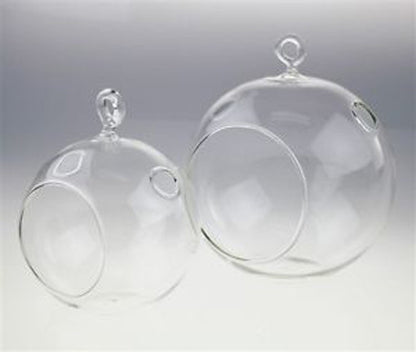 24 Bulk Buy of Hanging Clear Glass Ball Tealight Candle Holder  - 10cm Diameter / High - Wedding Globe Decoration Terrarium Succulent Plant Mini Garden Holder Decor Craft Gift