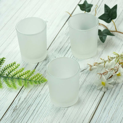 10 Pack Frosted White Glass Votive Candle Holders for Candle Making Kit Tealight Candles Cup Home Decoration