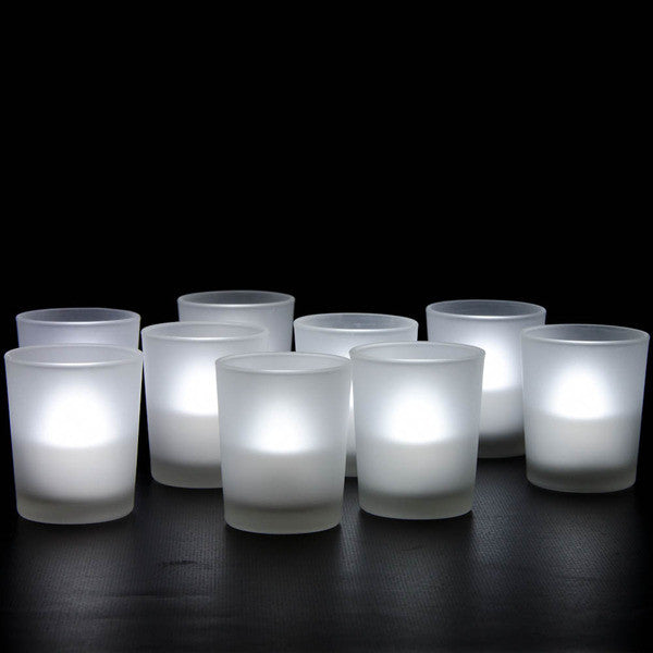 10 Pack Frosted White Glass Votive Candle Holders for Candle Making Kit Tealight Candles Cup Home Decoration