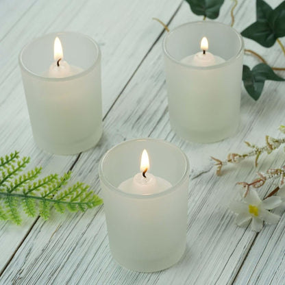 10 Pack Frosted White Glass Votive Candle Holders for Candle Making Kit Tealight Candles Cup Home Decoration