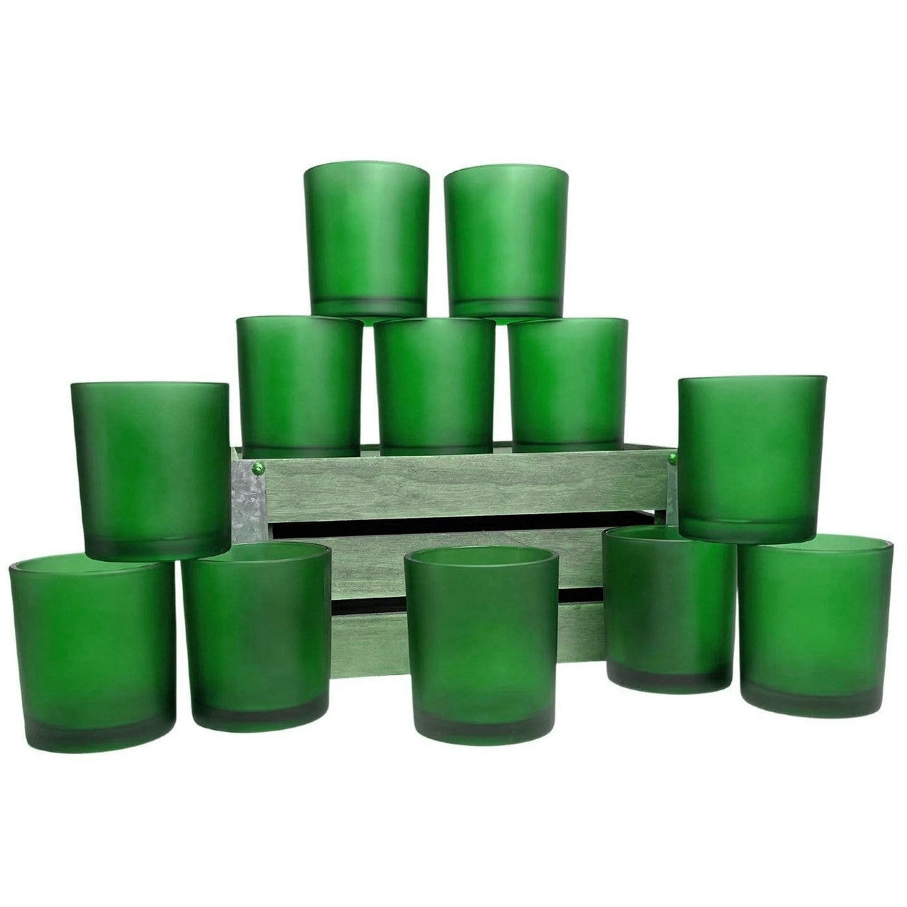 10 Pack Green Frosted Glass Votive Candle Holders Table Centreoieces  Xmas Wedding Anniversary Event Recption Party Function or Home Decor