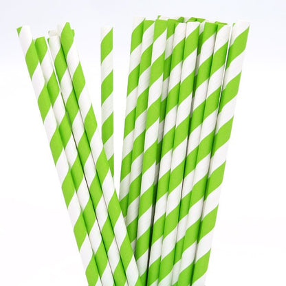 50 Pack Green White Drinking Straws Biodegradable Eco Paper Birthday Party Event Bistro Bar Cafe Take Away