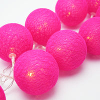 20 Ball HOT Pink 3m String Light Battery Box 5cm Cotton Ball  Christmas Birthday Bbay Girl Special Occasion Decoration